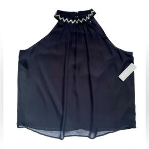 NWT Eva Mendes Beaded High Neck Sleeveless Blouse